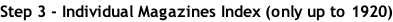 Step 3 - Individual Magazines Index (only up to 1920)